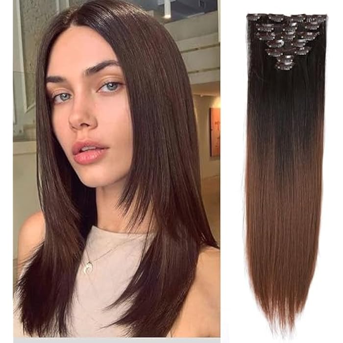 ECIF Body Wave Hair Extensions, Long Black to Brown Highlighted Hair Extensions Low Heat Blowouts Natural Looking - Image 2
